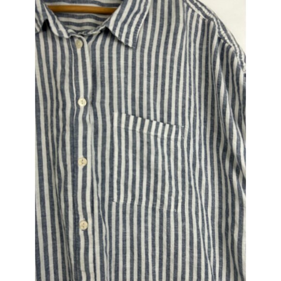 Orvis Women's Button-Up Short Sleeves Linen Blend Shirt, Blue Strip XXL - Picture 12 of 12